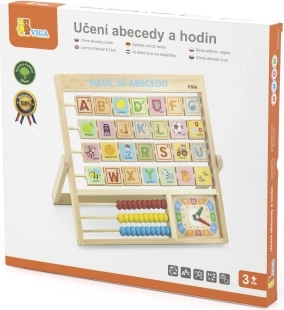 Dřevěná abeceda a hodiny pro děti v češtině