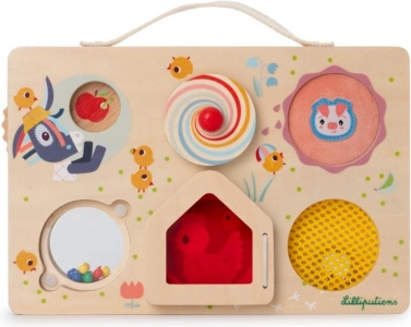 Lilliputiens dřevěný manipulační panel – Farma – kufřík