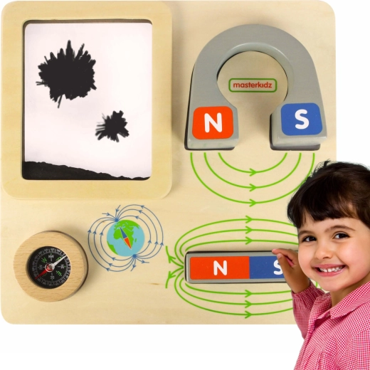 Masterkidz dřevěná vzdělávací magnetická deska s kompasem