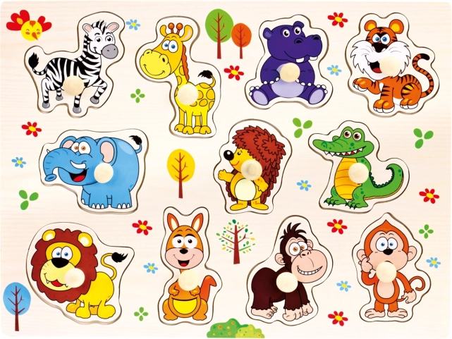 Bino dřevěné puzzle safari 11 dílků