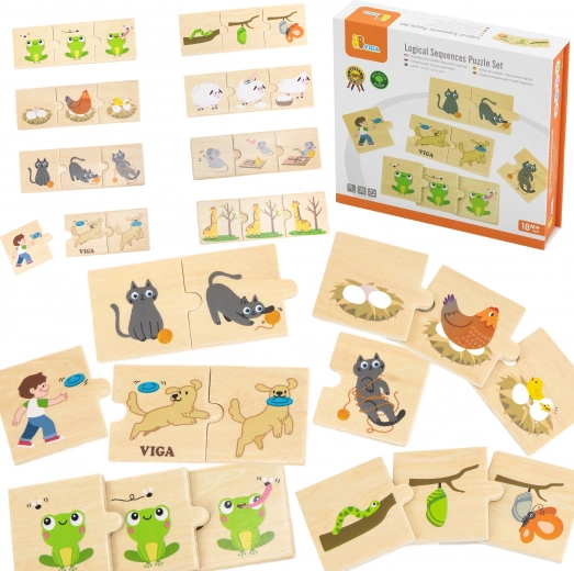 Viga dřevěné logické puzzle se zvířaty – přiřazování činností