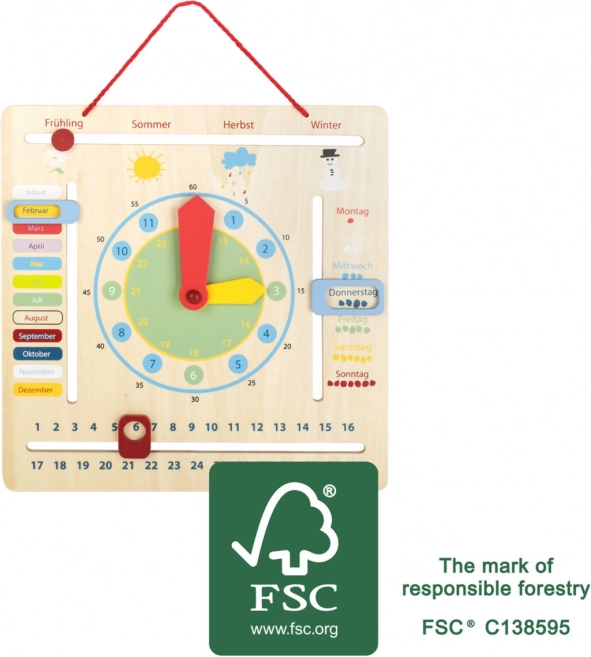 Edukativní kalendář s hodinami pro děti v němčině