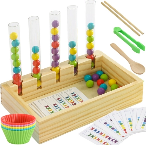 Montessori dřevěný edukativní sorter na počítání a barvy Kruzzel