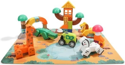 Dřevěné kostky a puzzle - Safari Top Bright