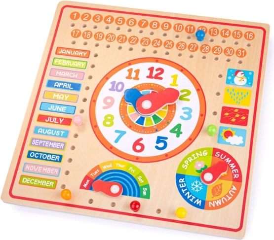 Bigjigs Toys dřevěný kalendář s hodinami