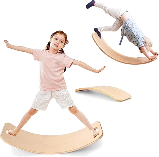 Dřevěná balanční deska KREA Balance Board s filcem