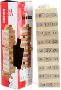 Dřevěná věž Jenga s čísly