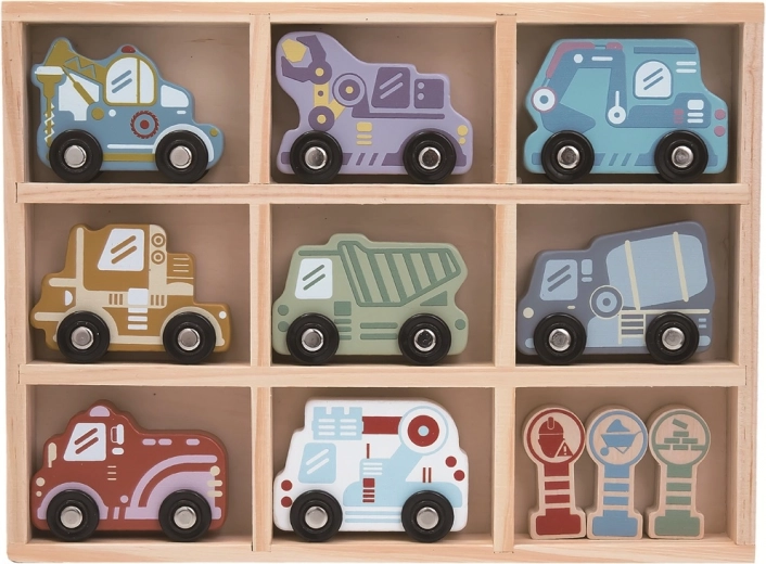 Sada dřevěných autíček s poličkou 2Kids Toys