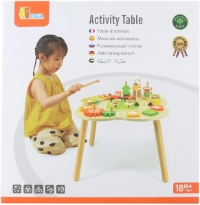 Dřevěný aktivní stolek VIGA PolarB s xylofonem a aktivitami Montessori