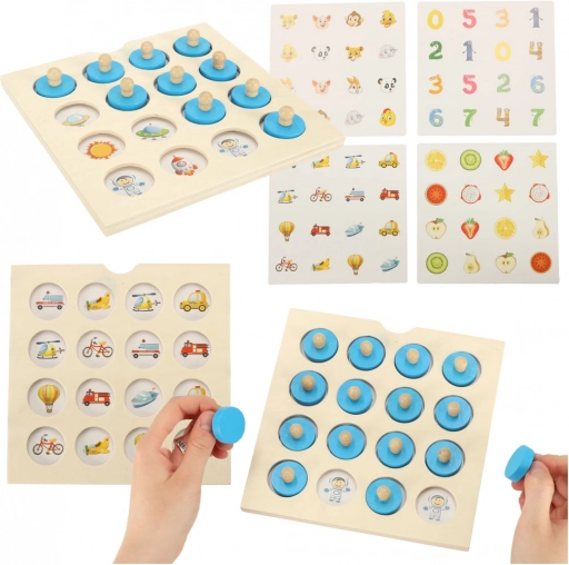 Dřevěná Montessori paměťová hra s kartami