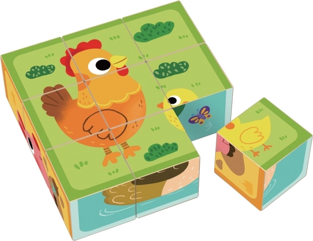 Dřevěné kostky farma 2Kids Toys