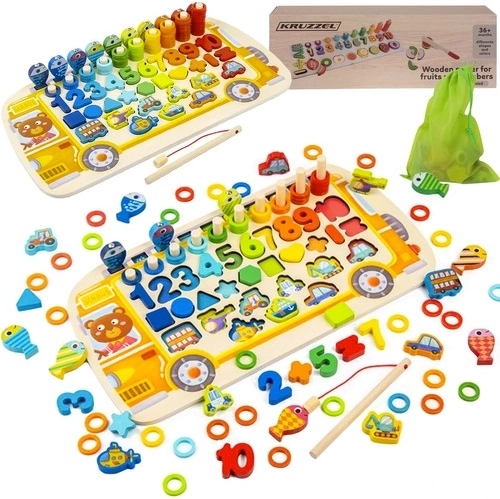 Kruzzel dřevěná edukativní hračka sorter 6 v 1