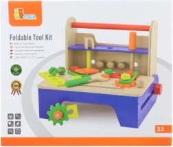 Dřevěná šroubovací sada s nářadím a skládacím ponkem