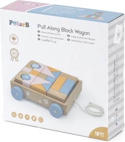 Dřevěný VIGA PolarB tahací vozík s kostkami 21 ks