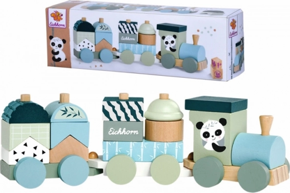 Dřevěný vláček s kostkami EICHHORN Panda, 16 dílů