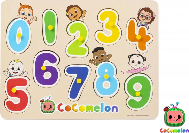 Dřevěná vkládačka s čísly CoComelon