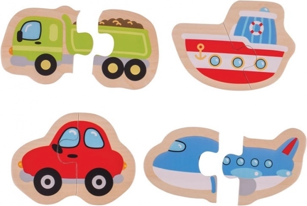 Dřevěné jednoduché puzzle Dopravní prostředky – BIGJIGS TOYS