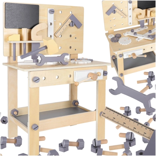 Dřevěný dětský pracovní ponk s nářadím