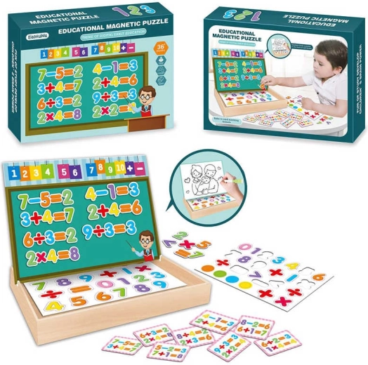 Edukační magnetické puzzle číslice v dřevěném boxu