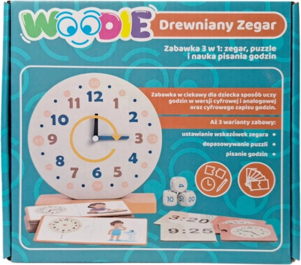Dřevěné výukové hodiny WOODIE 3v1
