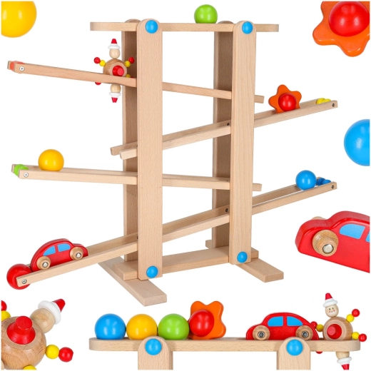Dřevěný kuličkový dráhový set montessori XXL