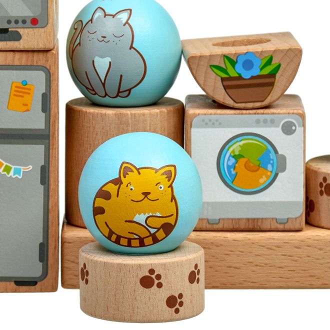 Lucy & Leo Hravé kočky- dřevěná skládačka s předlohami