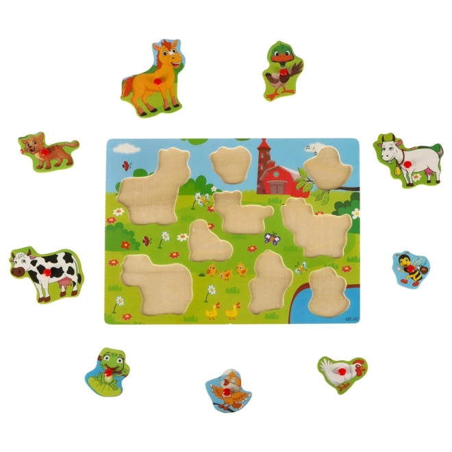 Dřevěné puzzle na farmu pro děti