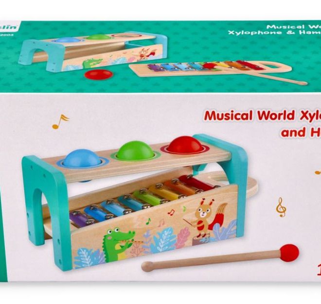 Hudební dřevěná skříňka s xylofonem