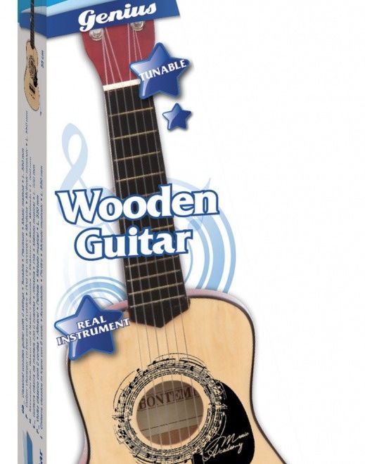 Dřevěná kytara se 6 strunami 55 x 18,1 x 6,5 cm
