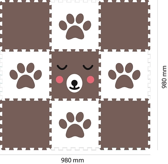 Pěnové puzzle s medvídkem a tlapkami  - 9 kusů