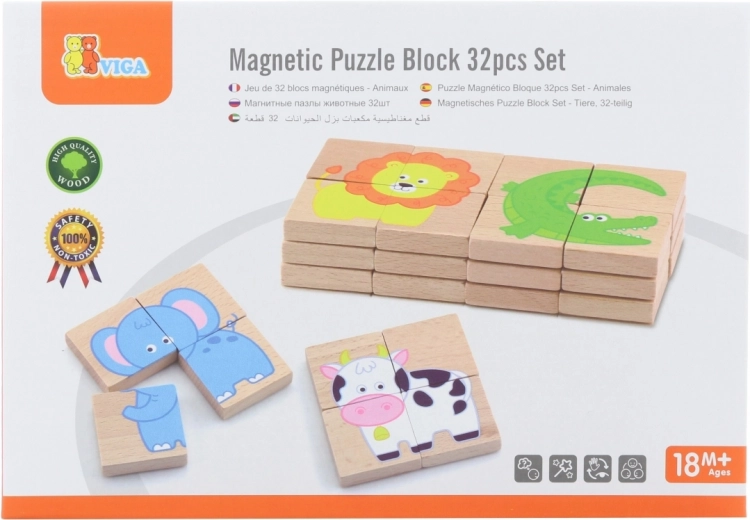 Sada barevných magnetických puzzlů