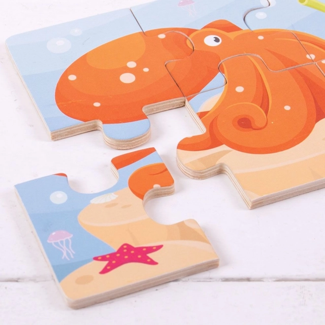 Bigjigs Toys Puzzle 3v1 mořská zvířátka