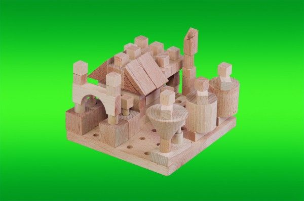 Stavebnice Malý Architekt kostky dřevo 120ks v krabici 29x20x6cm
