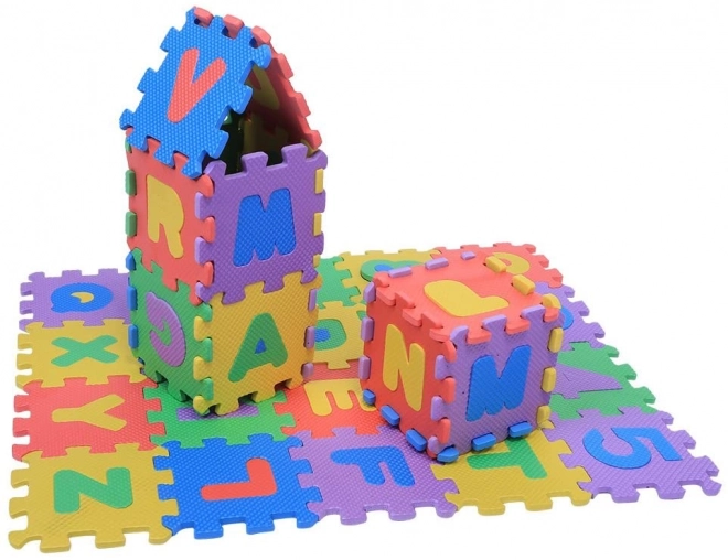 Pěnové puzzle písmena, číslice a zvířátka  - 72 kusů