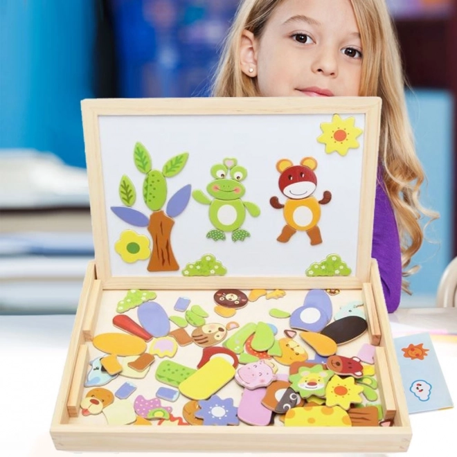 Magnetická tabule s puzzle zvířátky