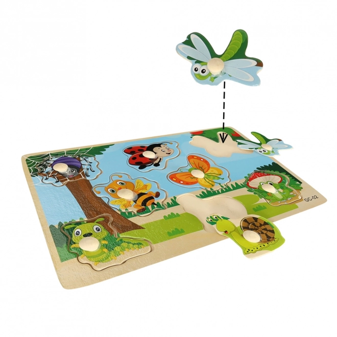 Dřevěné puzzle s motivy hmyzích zvířátek