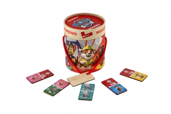 Domino dřevěné Paw patrol/Tlapková patrola 28ks v papírovém tubusu 11x13cm