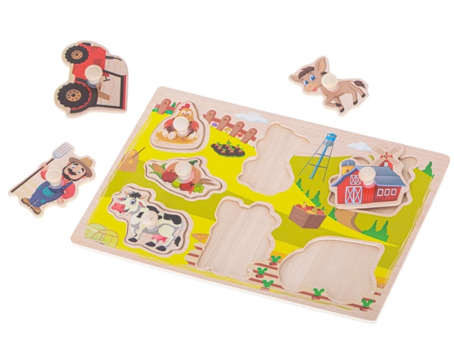 Dřevěné puzzle s motivy farmy