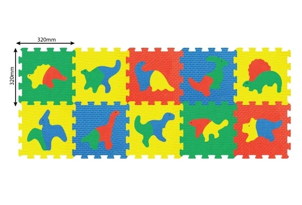 Barevné pěnové puzzle s dinosaury - 10 kusů