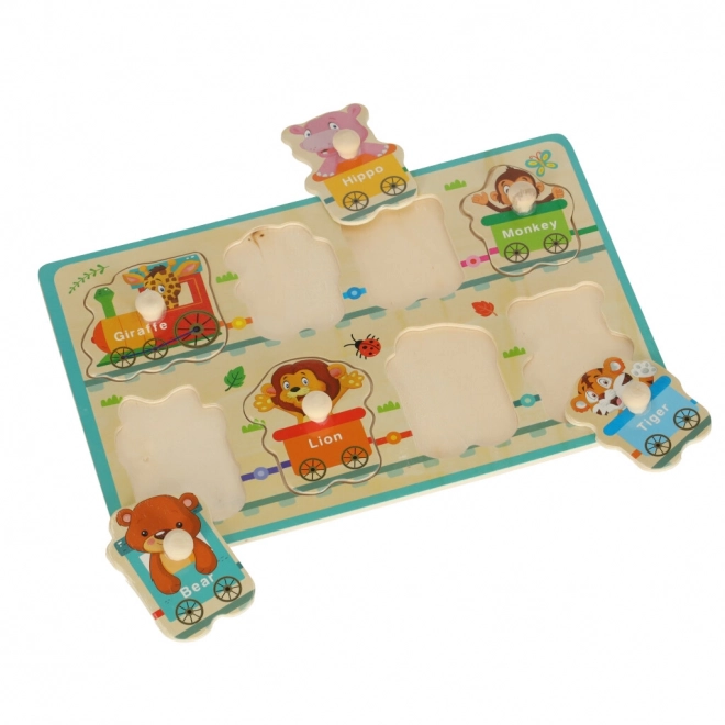 Dřevěné puzzle - zvířátka ze ZOO ve vlaku