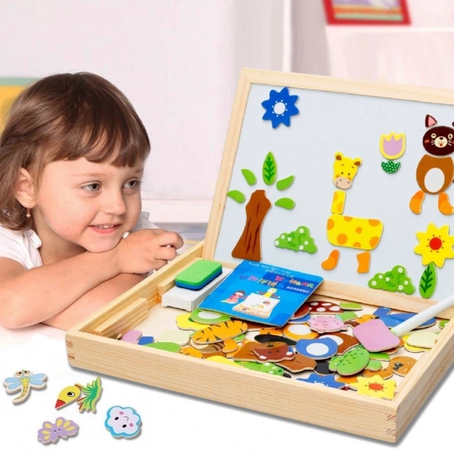 Magnetická tabule s puzzle zvířátky