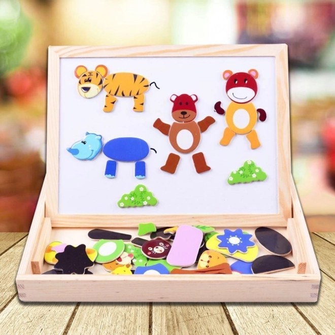 Magnetická tabule s puzzle zvířátky
