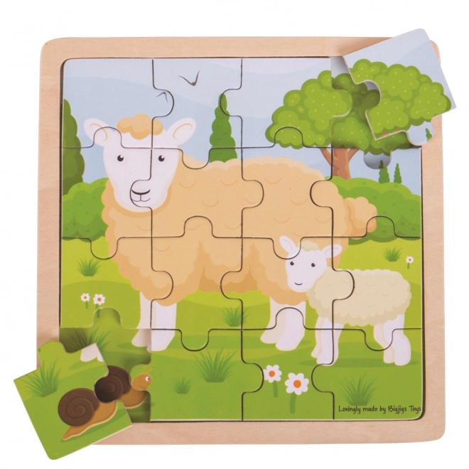 Bigjigs Toys puzzle - Ovečka s jehňátkem