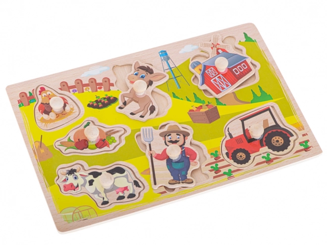 Dřevěné puzzle s motivy farmy