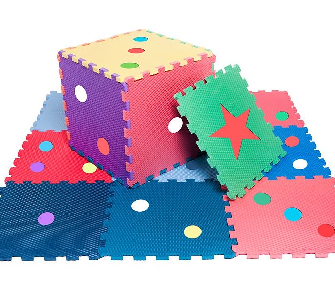 Barevné pěnové puzzle s puntíky na výuku počítání - 16 kusů