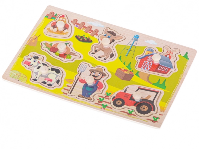 Dřevěné puzzle s motivy farmy