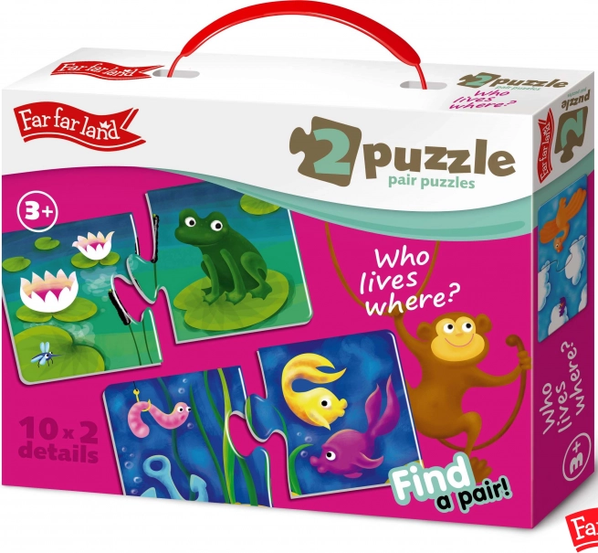 Far Far Land Puzzle párovací domečky zvířat
