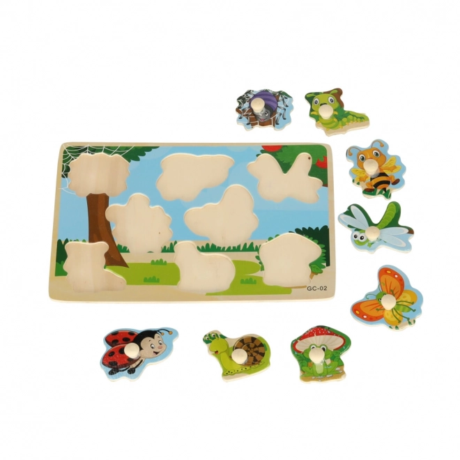 Dřevěné puzzle s motivy hmyzích zvířátek