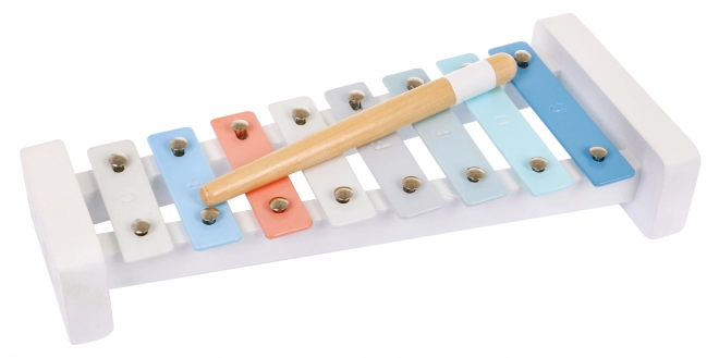 Dřevěná sada hudebních nástrojů pro děti 3+ Tamburína Flétna Činely Maracas + pastelové barvy