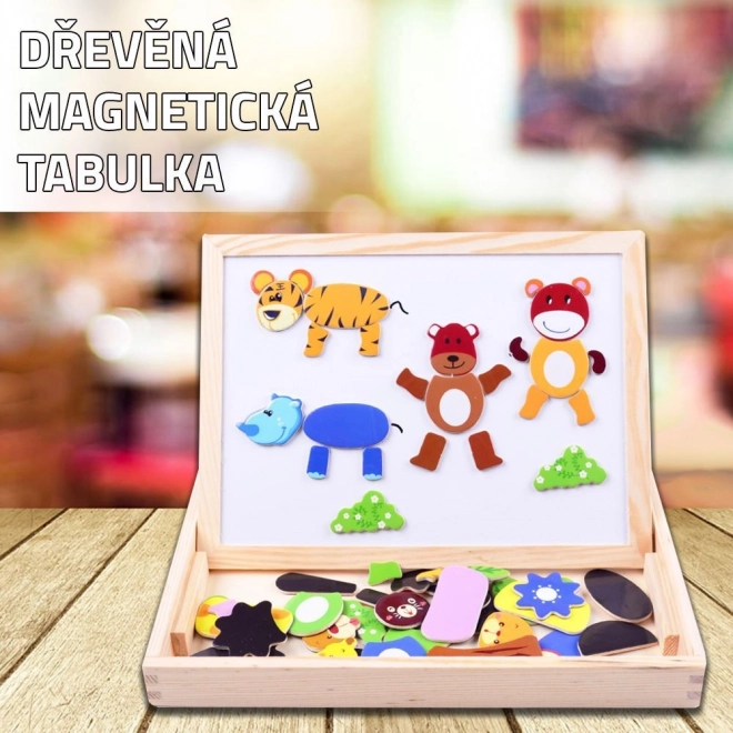 Magnetická tabule s puzzle zvířátky